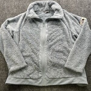 The North Face Teddy Jacket XL Light Blue Furry‎ Fleece Full Zip Up Outdoor Cozy